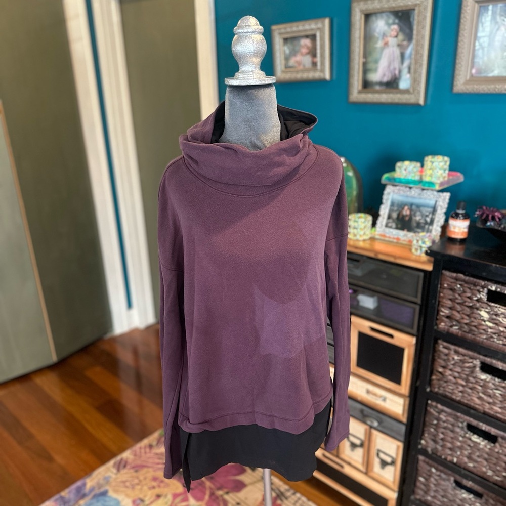Calia Dusty Plum Cowl Neck/ Hoodie Layered Top